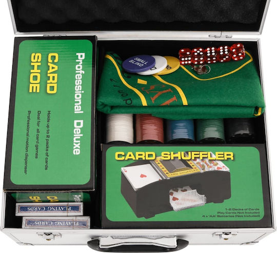 vidaXL Set 300 Poker Chips 40mm / 4gr with 5 Decks and Felt