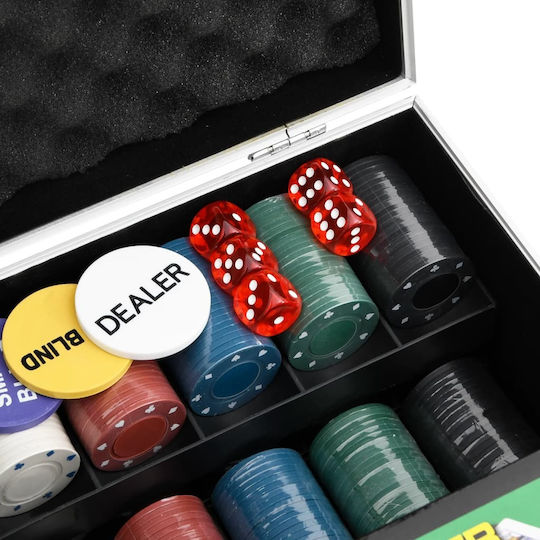 vidaXL Set 300 Poker Chips 40mm / 4gr with 5 Decks and Felt