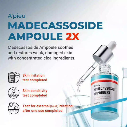 A'Pieu A Pieu Madecassoside Soothing and Moisturizing Ampoule Serum for Face with Centella Asiatica for Detoxifying and Firming 30ml