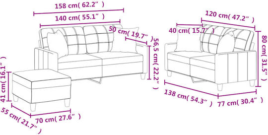 Set de Sufragerie 2 Scaune & 2 Scaune & Taburet Cremă