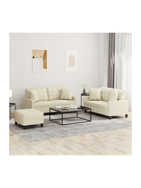 Set de Sufragerie 2 Scaune & 2 Scaune & Taburet Cremă