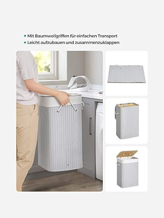 Songmics Laundry Basket Bamboo 72l with Lid 40x30x60cm Gray