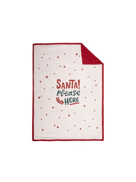 Nef-Nef Homeware Santa Please Ριχτάρι Πολυθρόνας Sherpa 130x180εκ. Ecru / Red