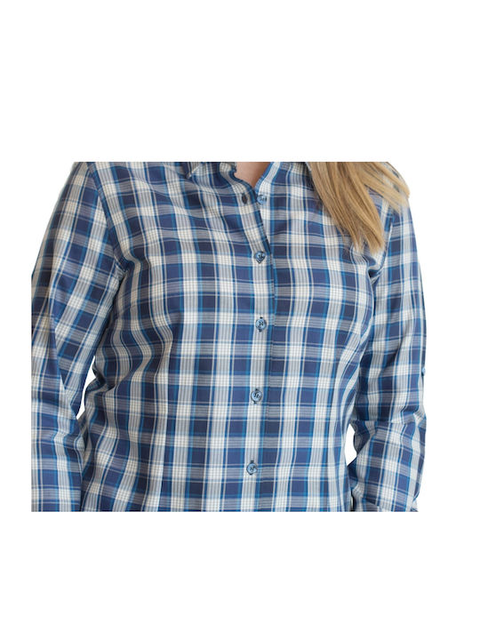 Raniami Women's Checked Long Sleeve Shirt Blue