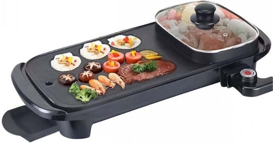 Sokany Tabletop Electric Grill Ribbed Plate 1350W with Lid