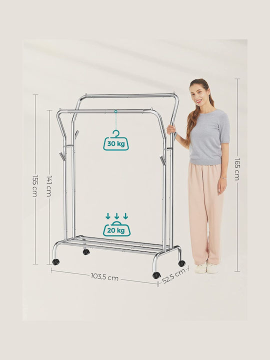 Songmics Тротилна Гардеробна стойка Сребрист 103.5x52.5x155см