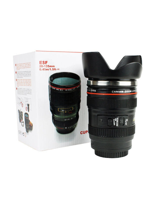 Mug Plastic with Lid Black