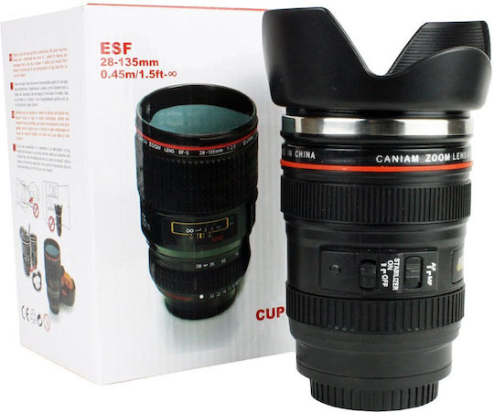Mug Plastic with Lid Black