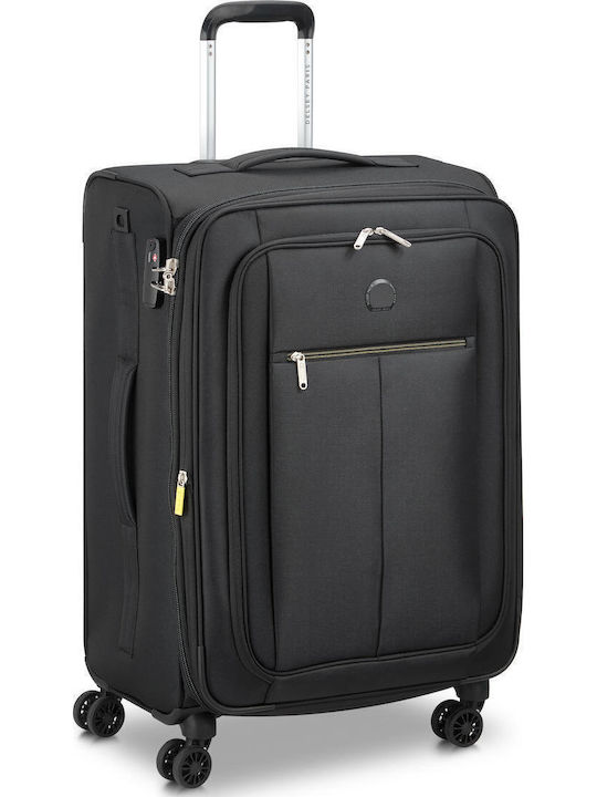 Delsey Pin Up Medium Travel Suitcase Fabric Black with 4 Wheels Height 69cm 343081100