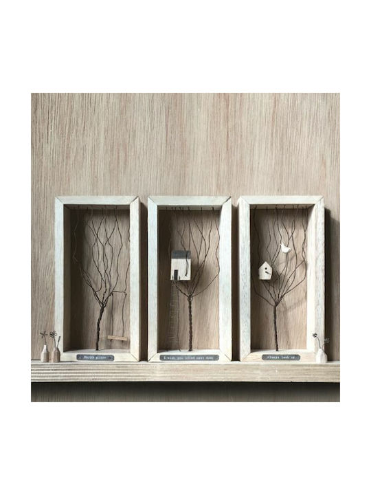 Synchronia Διακοσμητικό Τοίχου Εκρού από Ξύλο 11.5x3x22.7cm