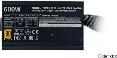 CoolerMaster 600W Black Computer Power Supply Full Wired 80 Plus Gold (MPW-6001-ACAAG-NL)