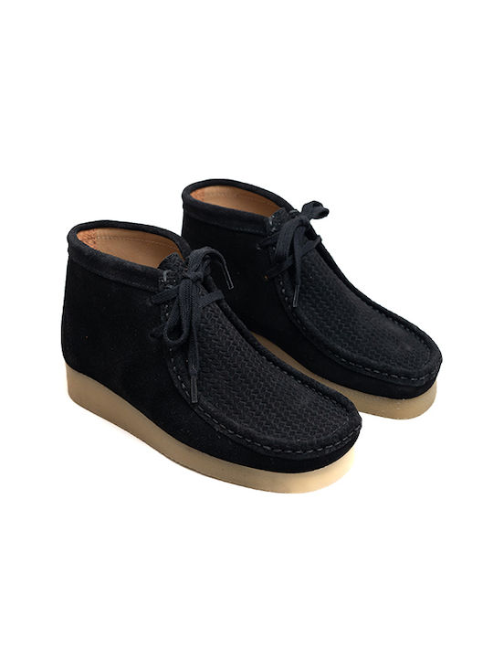 Suede Γυναικεία Μποτάκια με Πλατφόρμα Μαύρα