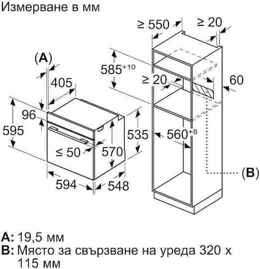Bosch Φούρνος άνω Πάγκου 71lt Π59.4εκ. Inox