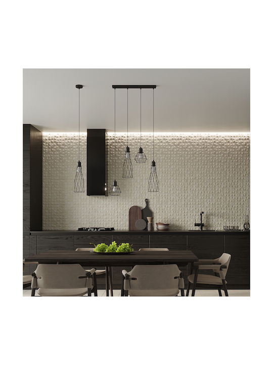 Sollux Pendant Light Black for 4 Bulbs E27 38x38x20cm
