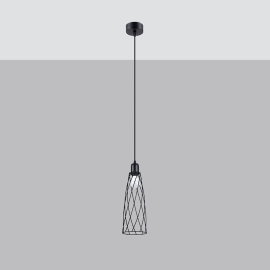 Sollux 1 Pendant Light Black with Socket E27 13x13x390cm