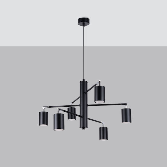 Sollux 6 Hängelampe Schwarz 62x62x36cm.