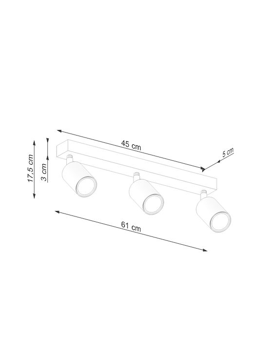 Sollux 3l Pendant Light White with Socket GU10 18x13x47cm