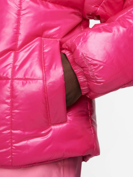 Hero  Nsw Womens Classic Puffer Shine Fireberry Color Women's Short Puffer Jacket for Winter with Hood ''''''