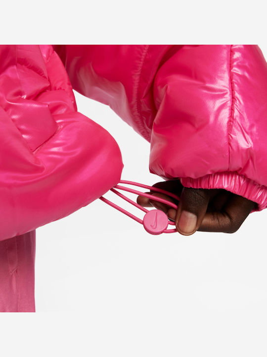 Hero  Nsw Womens Classic Puffer Shine Fireberry Color Women's Short Puffer Jacket for Winter with Hood ''''''
