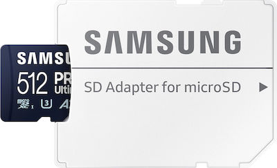 Samsung PRO Ultimate microSDXC 512GB Klasse 10 U3 V30 A2 UHS-I mit Adapter