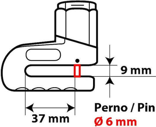 Moto Discovery Motorcycle Disc Brake Lock with 6mm Pin in Red