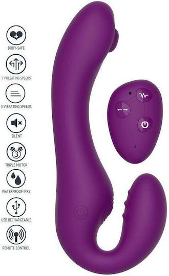 Xocoon Strapless Strap On με Dildo με Δόνηση σε Μωβ Χρώμα