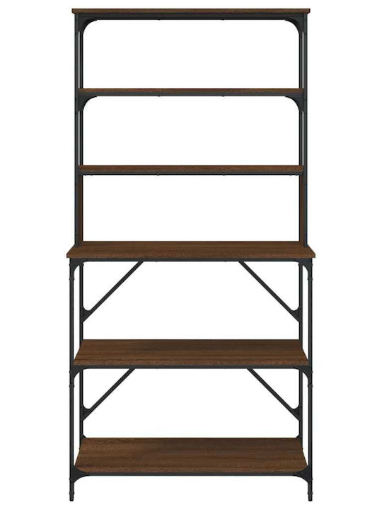 vidaXL Кухненски Метален Стелаж С 6 Позиции Кафяв 90x40x180см