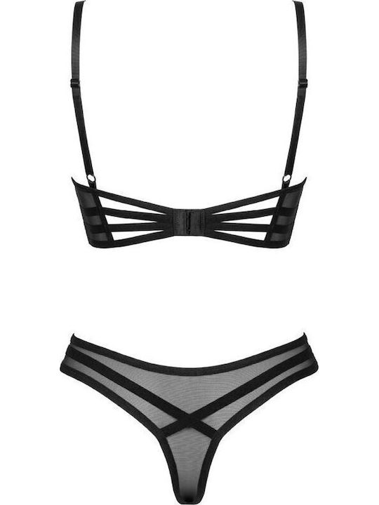 Obsessive Σετ Εσωρούχων Σουτιέν με String Μαύρο / Μαύρο Roxelia