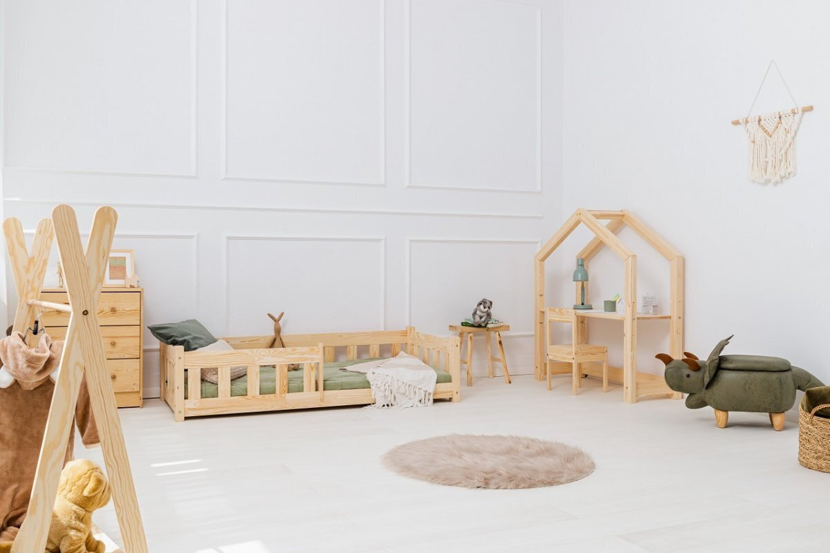 Παιδικό Κρεβάτι Montessori Ημίδιπλο Μπεζ , για Στρώμα 120x190cm MILA-CP-120190 | Skroutz.gr