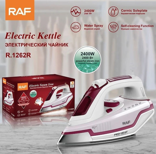 Raf Dampfbügeleisen 2400W mit kontinuierlicher Dampfabgabe 30g/min Red
