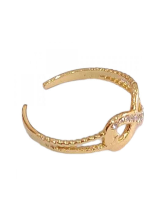 One Women's Gold Plated Steel Ring with Stone