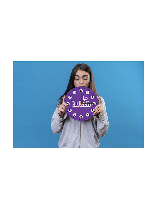 Koupakoupa Twitch Wall Clock Wooden Purple Ø19cm
