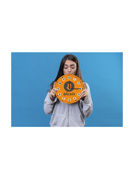 Koupakoupa Bitcoin Wall Clock Wooden Orange Ø19cm