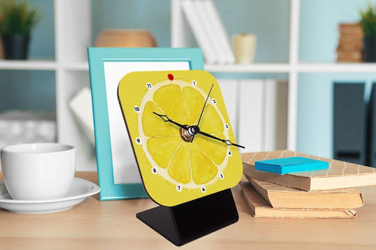 Koupakoupa Koupakoupa Tabletop Clock with Indicators Wooden Yellow KP_5293_CLOCK-DESK-SQUARE