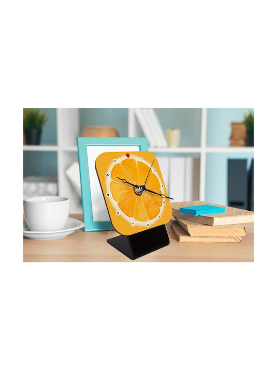 Koupakoupa Koupakoupa Tabletop Clock with Indicators Wooden Orange KP_5294_CLOCK-DESK-SQUARE