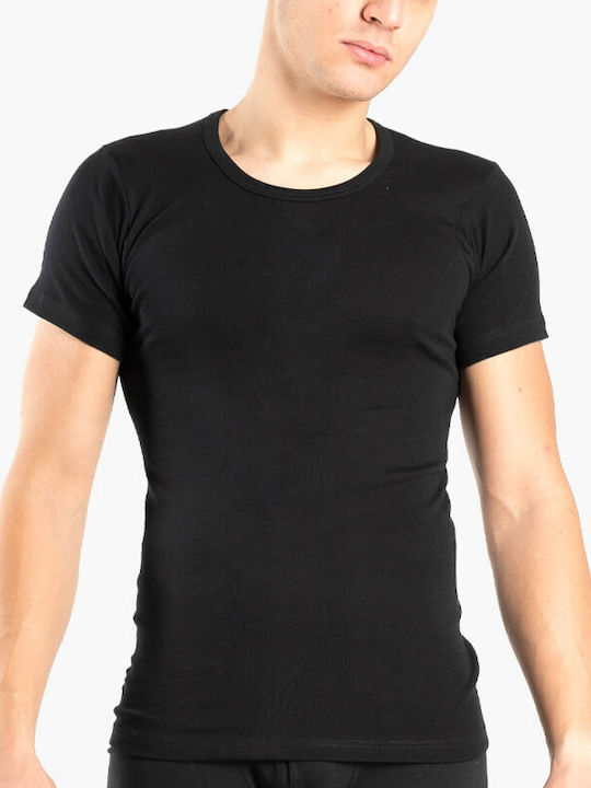 A.A UNDERWEAR Men's Short Sleeve Undershirts Black 2Pachet