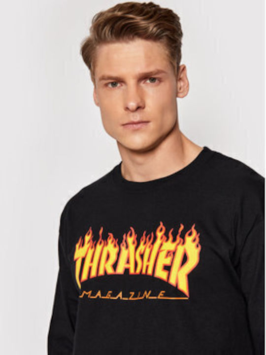 Flame Langarmbluse Schwarz
