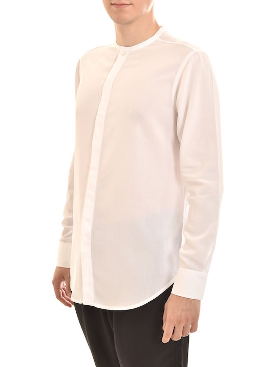 Twin Black Open Collar Shirt-white Herrenhemd Langärmelig Weiß