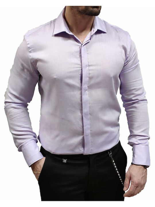 Vittorio Artist Men's Shirt Long Sleeve Lila - purple.