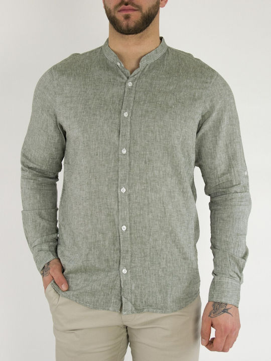 Huxley & Grace Men's Shirt Long Sleeve Linen Haki.