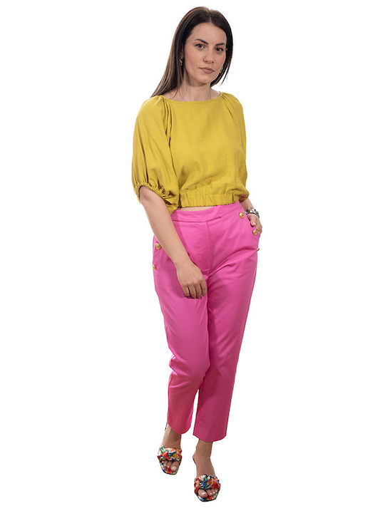 Avant Garde Damen Sommer Bluse Kurzärmelig Yellow