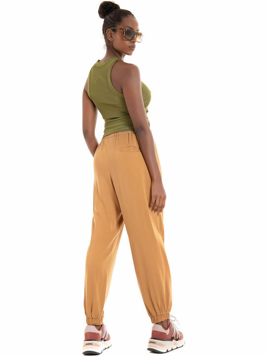 Black & Black Pants-mustard Women's High-waisted Fabric Trousers Black