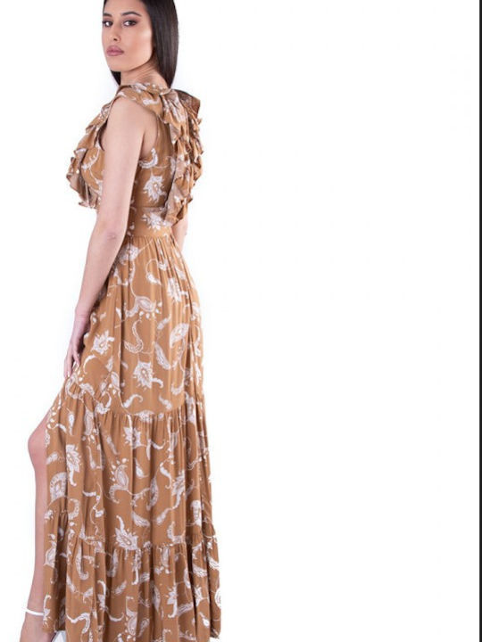 Sommer Maxi Kleid mit Rüschen Beige