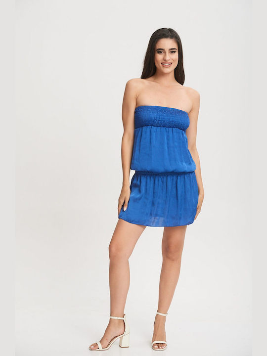 Lipsy London Summer Mini Dress with Ruffle blue royal