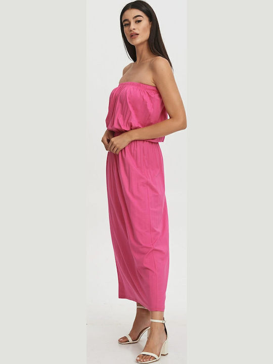 Sommer Maxi Abendkleid Trägerlos Pink