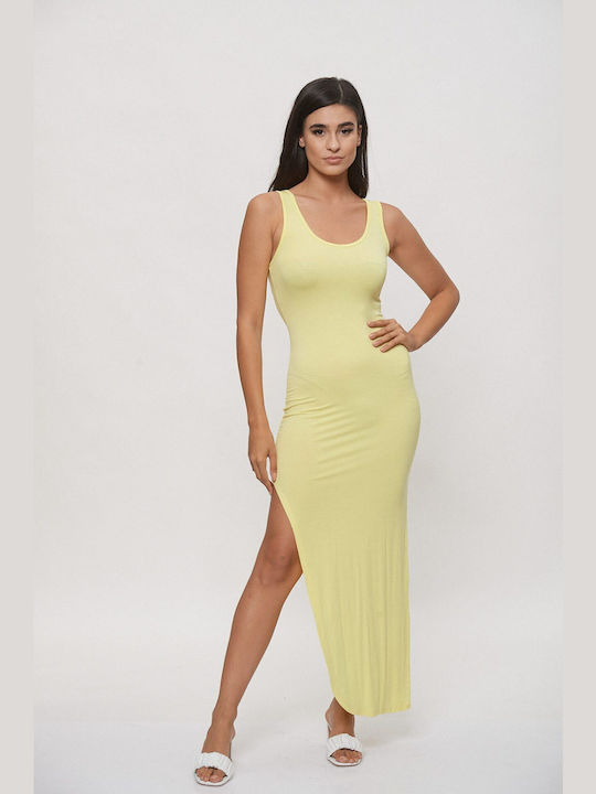 Ad'Oro Summer Maxi Dress with Slit Yellow