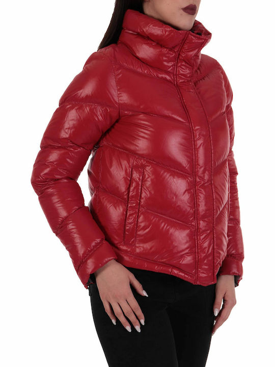 Kurz Damen Puffer Jacke für Winter RED