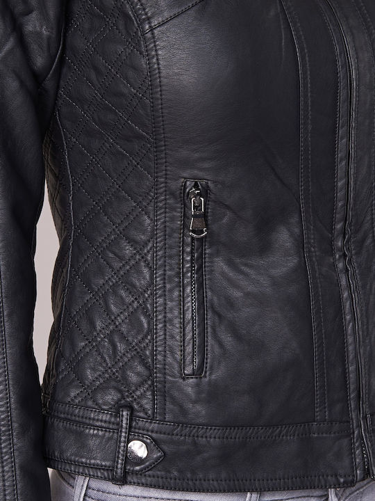 Puir Damen Biker Jacke Schwarz