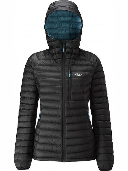 Microlight Alpine Women's Long Puffer Jacket Waterproof and Windproof for Winter Black