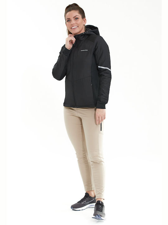 Endurance Women's Short Lifestyle Jacket Waterproof and Windproof for Spring or Autumn with Hood Black - 1001